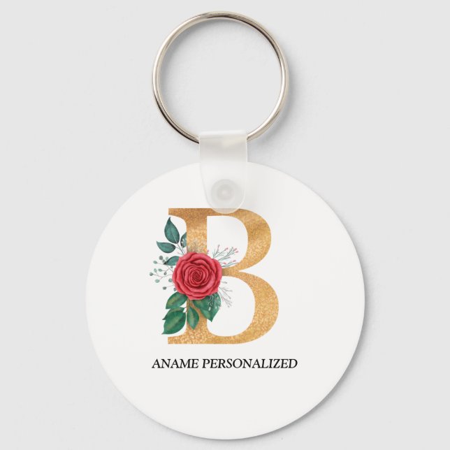 Chaveiro Monograma - Letras Douradas e vermelhas (Frente)