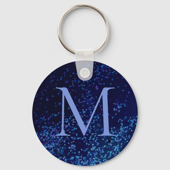 Chaveiro Monograma Midnite Blue Confetti (Frente)