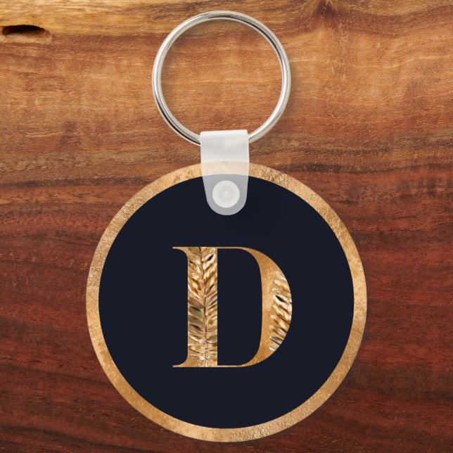 Chaveiro Monograma Mínimo Dourado e Preto Personalizado Ele (Frente)