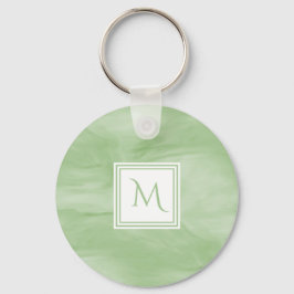 Chaveiro Monograma Moderno de Mármore Verde Simples e Verde