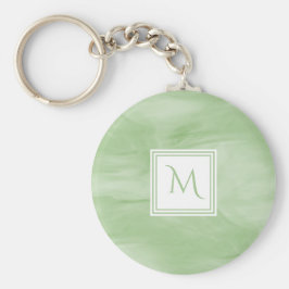 Chaveiro Monograma Moderno de Mármore Verde Simples e Verde