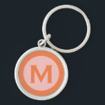 Chaveiro Monograma Moderno - Letra Inicial Cor-de-Rosa<br><div class="desc">Chaveiro com monogramas modernos,  com monograma inicial em tipografia clássica de blocos,  cor-de-rosa e laranja.</div>