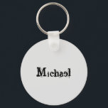 Chaveiro Monograma moderno minimalista, nome cinza negra<br><div class="desc">Monograma moderno minimalista,  nome cinza preta. Nome personalizável em preto numa cor de cinza.</div>