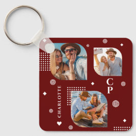 Chaveiro Monograma Nome 3 Tendência de Colagem de Fotos