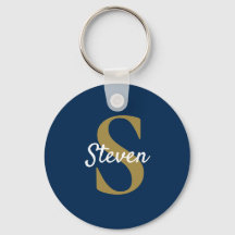 Monograma Nome Personalizado Azul Marinho Dourado
