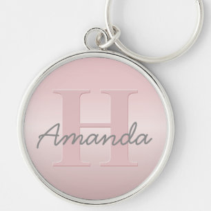 Chaveiro Monograma & Nome Personalizado Rosa Fofo