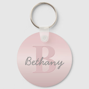 Chaveiro Monograma & Nome Personalizado Rosa Fofo