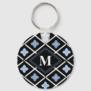 Chaveiro Monograma Oriental Blue Sakura Padrão