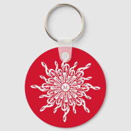 Chaveiro Monograma Ornamental Natal G-Clef Floco de Neve