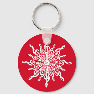 Chaveiro Monograma Ornamental Natal G-Clef Floco de Neve