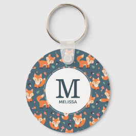 Chaveiro Monograma - Padrão Animal Raposa Laranja-Cuta