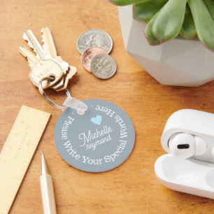 Chaveiro Monograma para ela com nome personalizado Dusty Bl