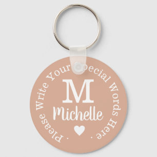 Chaveiro monograma para ela com texto personalizado de amor