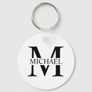 Chaveiro Monograma Personalizado Branco e Nome