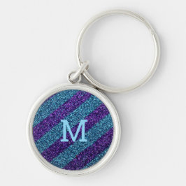 Chaveiro Monograma personalizado brilho roxo e azul