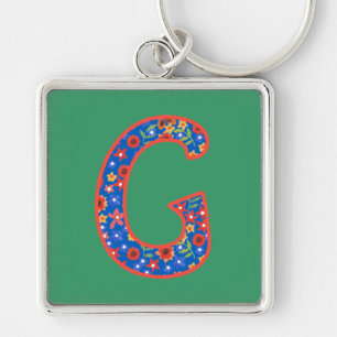 Chaveiro Monograma Personalizado Chaveiro, Padrão Floral Di
