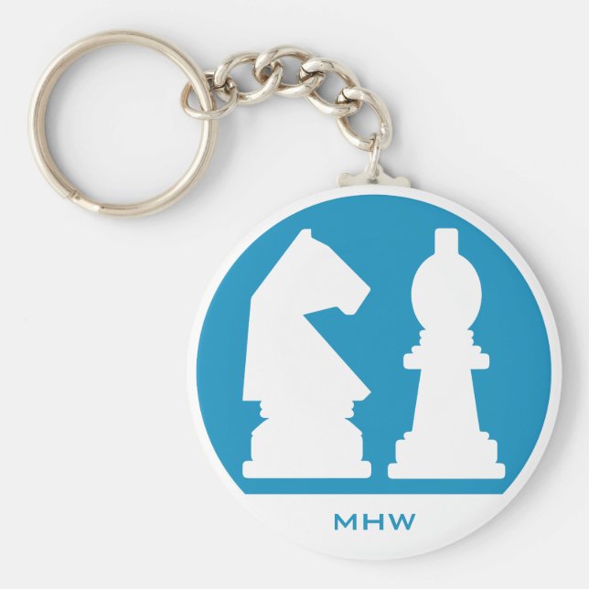 Chaveiro Monograma personalizado CHESS e cadeias de teclas  (Frente)