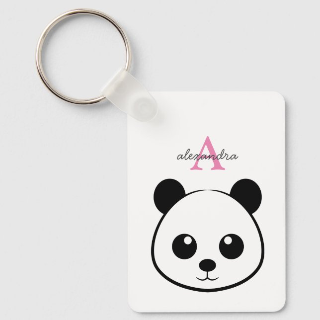 Chaveiro Monograma personalizado de panda bonito (Frente)