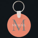 Chaveiro Monograma Personalizado e Rosas claro de Nome<br><div class="desc">Monograma Elegante Personalizado e Presentes de Nome com monograma personalizado no estilo de letra serif clássico com caixa de nome no meio do monograma.</div>