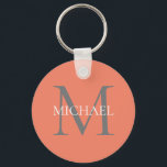 Chaveiro Monograma Personalizado e Rosas claro de Nome<br><div class="desc">Monograma Elegante Personalizado e Presentes de Nome com monograma personalizado no estilo de letra serif clássico com caixa de nome no meio do monograma.</div>