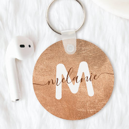 Chaveiro Monograma Personalizado Nome Rose Gold Foil Luxo