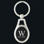 Chaveiro Monograma Personalizado Preto e Nome<br><div class="desc">Presente de Monograma Personalizado e Nome
possui monograma personalizado e nome em estilo de fonte serif clássica branca em fundo preto.
Perfeito para feriados, reunião de família e para qualquer ocasião especial.</div>