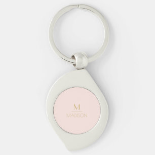 Chaveiro Monograma Personalizado Rosa e Dourado Nome
