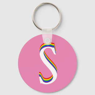 Chaveiro Monograma Personalizado S LGBTQ Orgulho gay Rainbo
