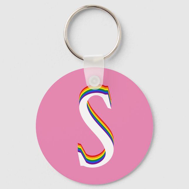 Chaveiro Monograma Personalizado S LGBTQ Orgulho gay Rainbo (Frente)