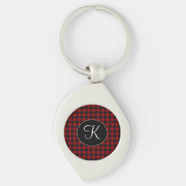 Chaveiro Monograma Personalizado Xadrez Búfalo Vermelho e P