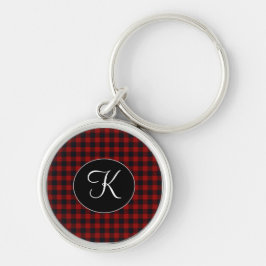 Chaveiro Monograma Personalizado Xadrez Búfalo Vermelho e P
