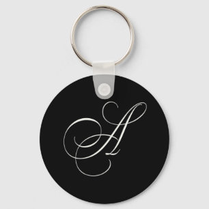 Chaveiro Monograma preto e branco elegante - rubrique A