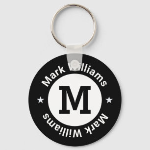 Chaveiro monograma preto e branco personalizado