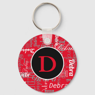 Chaveiro Monograma preto e vermelho personalizado legal