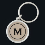 Chaveiro Monograma preto mínimo moderno<br><div class="desc">Monograma Mínimo Monograma de Chaveiro Monograma Moderno Personalizado Negra Beige Inicial. Perfeito como presente de feriado, favores de reunião familiar, obrigado seu presente para padrinhos de casamento e presente para qualquer ocasião especial.</div>