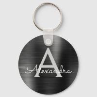 Monograma Preto Moderno em Aço Inox Falso