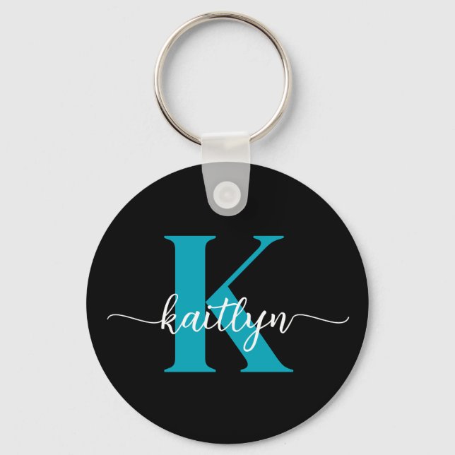 Chaveiro Monograma Preto Teal (Frente)
