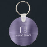 Chaveiro Monograma Púrpura Personalizada<br><div class="desc">Monograma personalizado chaveiro púrpura.</div>
