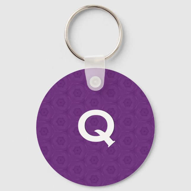 Chaveiro Monograma Q ou qualquer efeito 3D roxo inicial C31 (Frente)