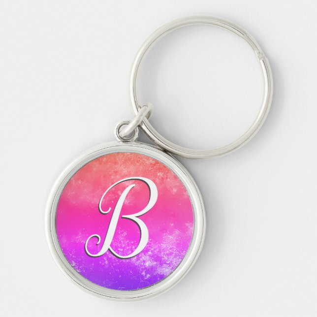 Chaveiro Monograma Rainbow Frost Script (Frente)