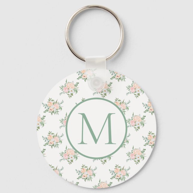 Chaveiro Monograma Rosa Floral (Frente)