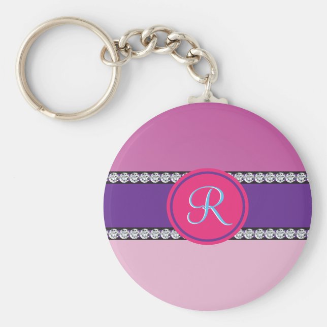Chaveiro Monograma Rosa Magenta (Frente)