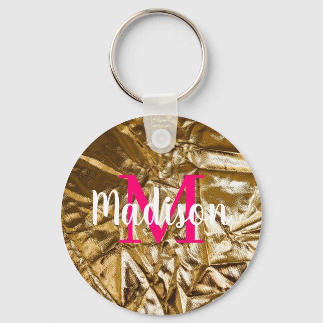 Chaveiro Monograma Rosa ouro Personalizado (Frente)