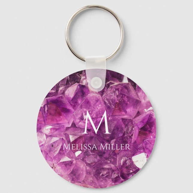 Chaveiro Monograma Roxo Ameyst Crystal Nome Personalizado G (Frente)