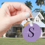 Chaveiro Monograma Roxo Nome Inicial Simples Clássico<br><div class="desc">Um design simples e clássico onde você pode adicionar seu primeiro nome e inicial.</div>