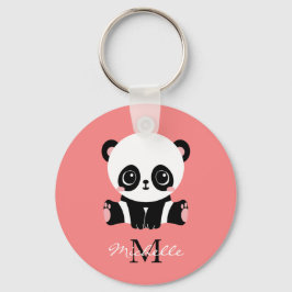 Chaveiro Monograma Sentado Sentado Panda Salmão Personaliza