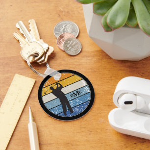 Chaveiro Monograma Silhouette Golfer Stripe Retroativo