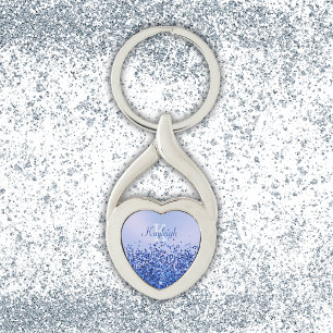 Chaveiro Monograma Simples Azul Brutado de Metal e Largura