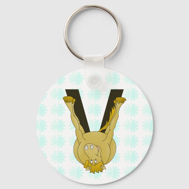 Chaveiro Monograma V Cute Horse Personalizado (Frente)