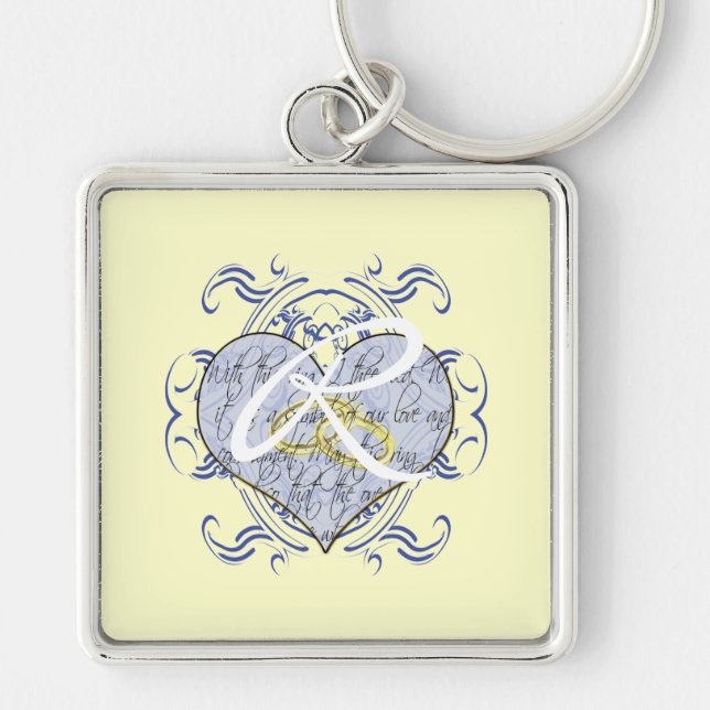 Chaveiro Monograma Wedding Vow Heart (Frente)